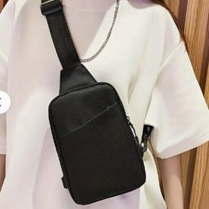 Unisex Black Sling Chest Crossbody Bag NWT